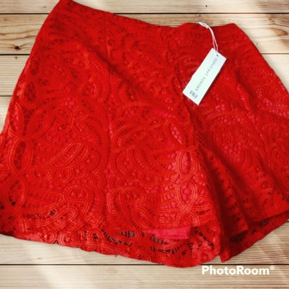 AMANDA UPRICHARD LACEY LACE PANEL CROCHET HIGH RISE SHORTS "POPPY SHORTS" - Picture 11 of 13
